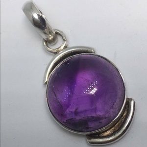 Sterling silver natural cabochon amethyst